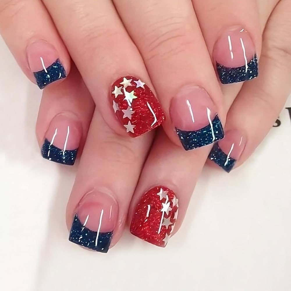 4th of July Glitter Nails
